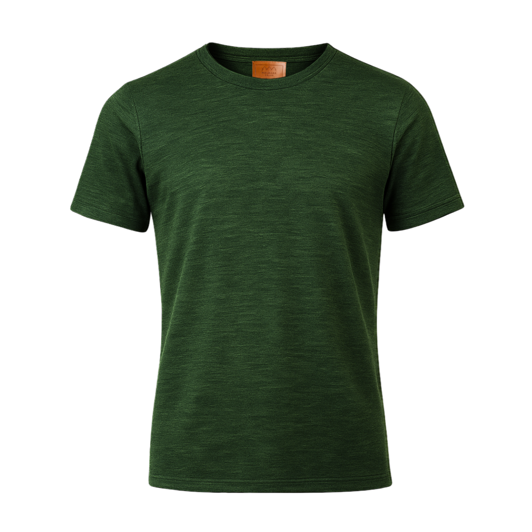 Vaeltaja100 alpacawool t shirt forestgreen product picture
