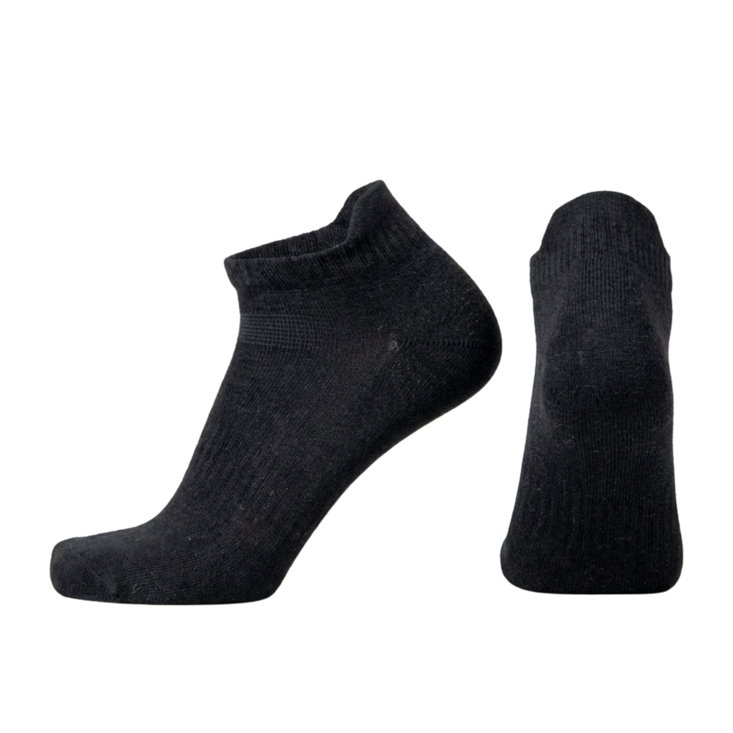 Pair of black ankle socks with no background