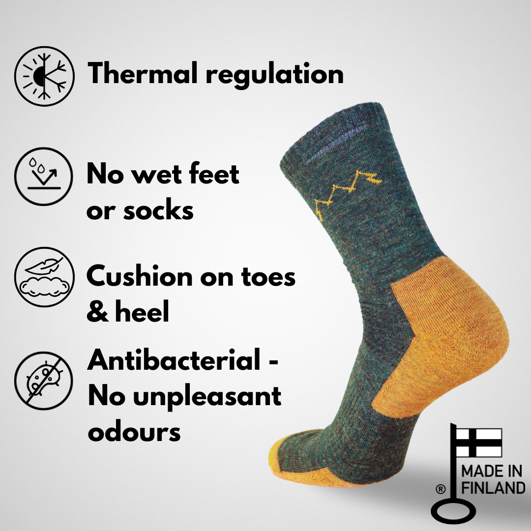 Rakka – Wandersocke – Waldgrün/Gelb